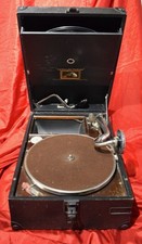 Grammofono a valigetta "La Voce Del Padrone" HMV 101 + 3 vinili 78 giri 1900