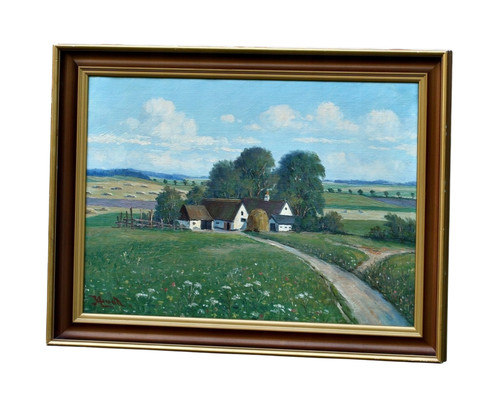 Paesaggio con casale - , e