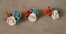 fiori fimo/polimero? vintage lotto 3 pezzi bouquet tre rose fatto a mano