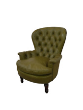 Poltrona chesterfield in pelle verde - poltroncina chester - capitonnè  - 900