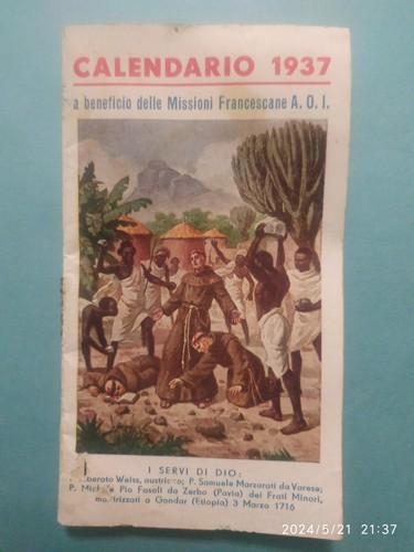 Calendario 1937 missioni - calendario,