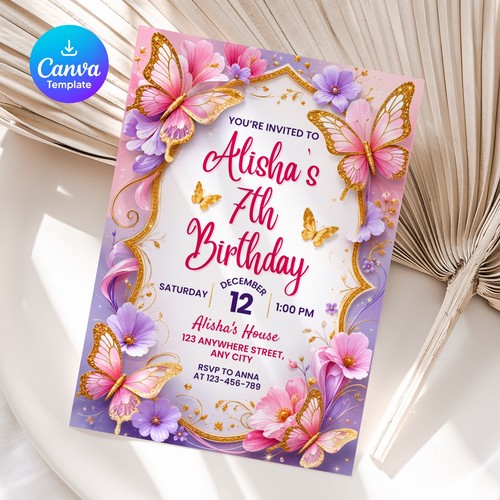Farfalla invito compleanno - farfalla,