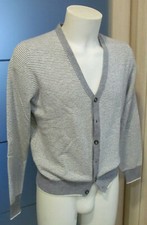 GRAN SASSO TG M - MAGLIONE GILET CARDIGAN GRIGIO CON TOPPE GOMITI 100% ORIGINALE