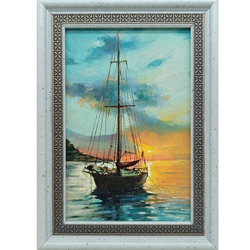 Seascape oil painting sailboat - seascape,