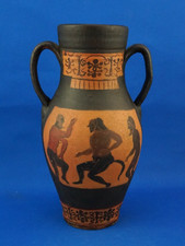 Grande vaso biansato ad anfora ceramica terracotta stile greco romano 1975