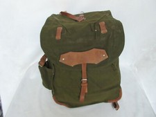 Esercito Zaino Backpack da Spalla Bag Vero Vintage Pelle Tela Campeggio Hiken