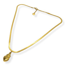 Collana Sacro Cuore da Donna in Acciaio Modello Piatto Snake Color Oro  Ex Voto