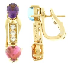 Orecchini Bulgari Allegra in oro giallo 18 kt con diamanti e gemme colorate