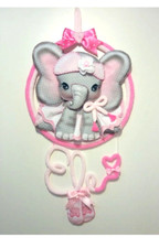 Fiocco nascita Elefantina bimba nome tricotin idea regalo nascita corredino