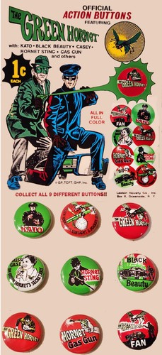 Green hornet pinback set - green,