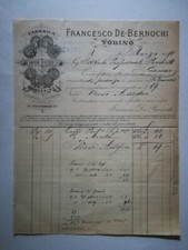 FABBRICA SAPONI COLONIALI DROGHERIE FRANCESCO DE-BERNOCHI TORINO fattura 1891