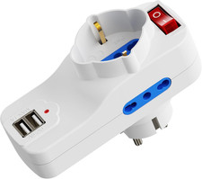 Ciabatta Multipresa Con Usb,Multipresa Elettrica Con 1 Schuko E 2 Prese 10A/16A,