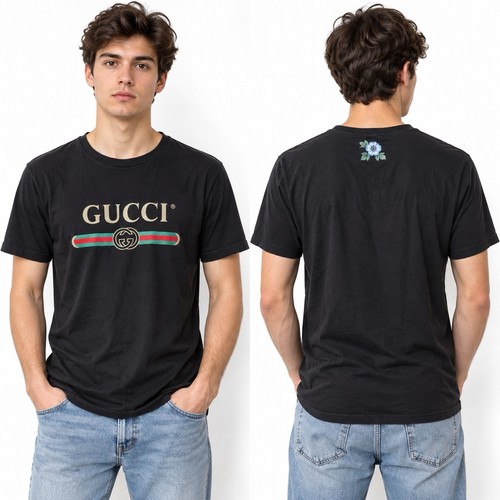Gucci shirt nera ricamata - t-shirt,