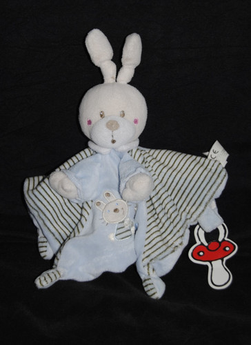 Doudou lapin plat bleu - 🍀doudou,