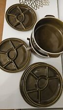 Set Piatti + Casseruola Per Fonduta Bourguignonne In Porcellana POF Ancienne .