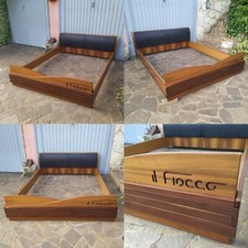 GIROLETTO STRUTTURA PER LETTO MATRIMONIALE IN LEGNO DI NOCE E PELLE - IL FIOCCO