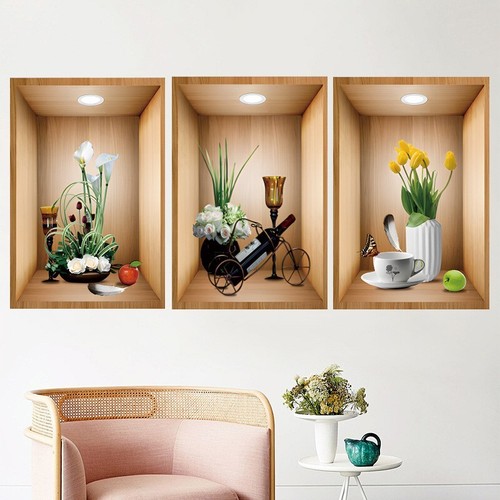 Adesivi murali vaso fiori - , 3d
