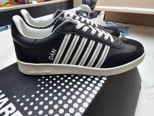 NUOVE scarpe da ginnastica boxer uomo DSQUARED2 sneakers basse a righe taglia UK 8 EUR 42 US 9