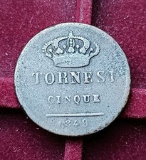 5 Tornesi 1849 Rara- Ferdinando II- Regno Delle Due Sicilie