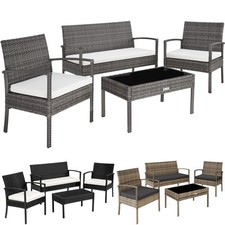 SET DI MOBILI RATTAN SINTETICO POLYRATTAN 2 POLTRONE DIVANO E TAVOLO GIARDINO nu