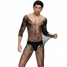 Body uomo pizzo calze collant