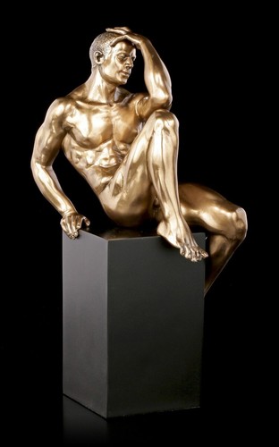 Statua nudo maschile seduto - nudo,