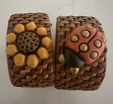 Anelli tovagliolo THUN, set di 2, motivo girasole e coccinella, nuovissimi in scatola 