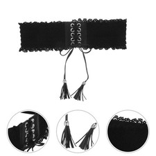  Cintura da donna con lacci, cintura elastica in pizzo all'uncinetto,