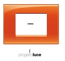 BTICINO LIVING LIGHT placca quadra 3 moduli arancio deep LNA4803OD