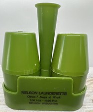 NELSON LAUDERETTE Advertise SALT PEPPER Shakers WI Wisconsin Buffalo County ALMA