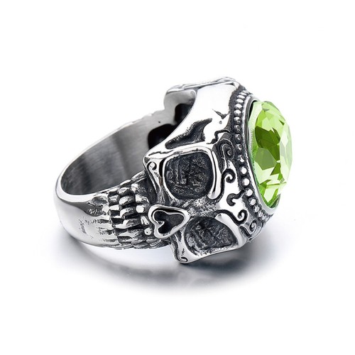 Anello teschio zirconi verde - zirconi,