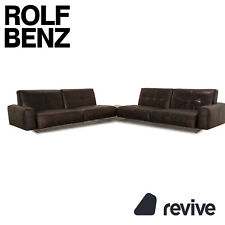 Rolf Benz 50 Divano Angolare In Pelle Marrone Scuro Sofa Tavolo Funzione Manuale