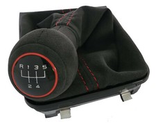 PER VW GOLF 7 GTI GTD R- LINE 5 MARCE ALCANTARA POMELLO CAMBIO SACCO CUCITURA ROSSO DS2