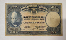 Albania Occupazione Italiana Banconota da 20 Franchi Oro, SI PARTE DA 1€!!!