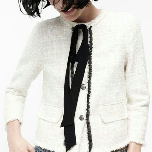 Nwt zara ecru tweed jacket - ecru,