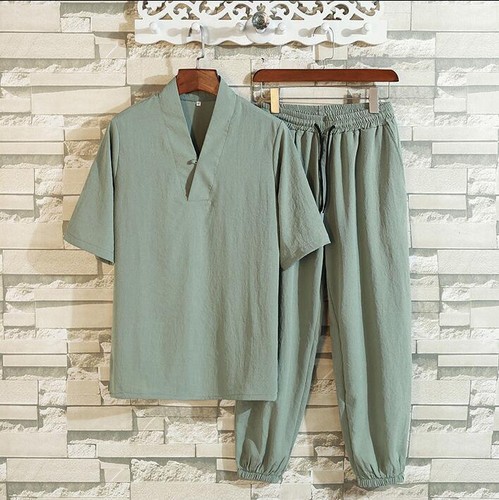 Summer men 2pc cotton linen - 2pc,