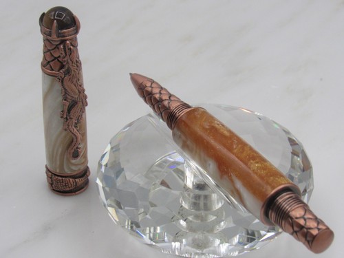 Penna sfera drago oro bianco - penna,