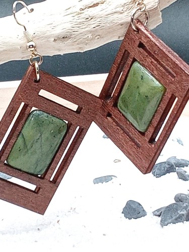 Boucle oreille bois earing - ,