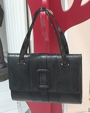 Borsa Borsetta Vintage Anni '70 In Vera Pelle Di Rettile Serpente Nera