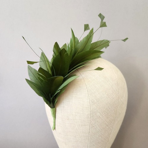 Fascia fascinator piuma verde - fascia,