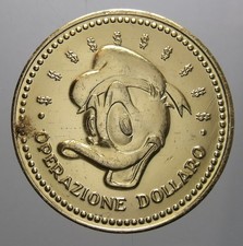 MONETA GETTONE TOPOLINO 1969 OPERAZIONE DOLLARO IN PLASTICA DORATA