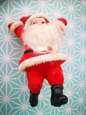 BABBO NATALE RETRÒ ANNI 60 KITSCH FLOCCATO vintage PAPÀ NATALE DECORAZIONE DA APPENDERE
