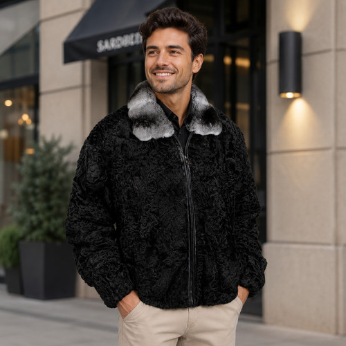 Bomber uomo nero pelliccia - , di