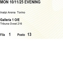 1 Biglietto ATP finals 10 novembre Sessione serale