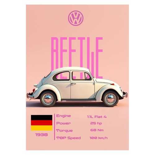 Poster epoca auto maggiolino - poster,