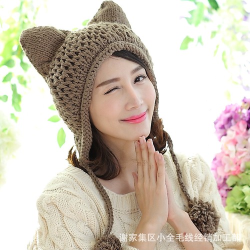 Cappello lana orecchie gatto