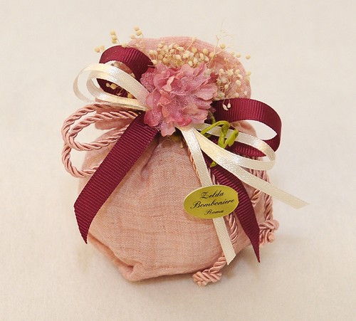 Bomboniera sacchetto rosa con - rosa,