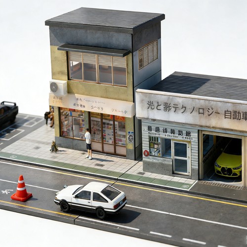 Diorama modellino garage - diorama,
