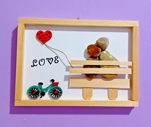 Quadro legno sassi - in, e