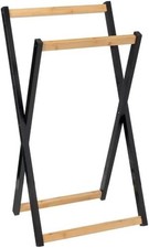 Piantana Portasciugamani da Terra 2 Bracci Legno di Bambù Porta Asciugamani